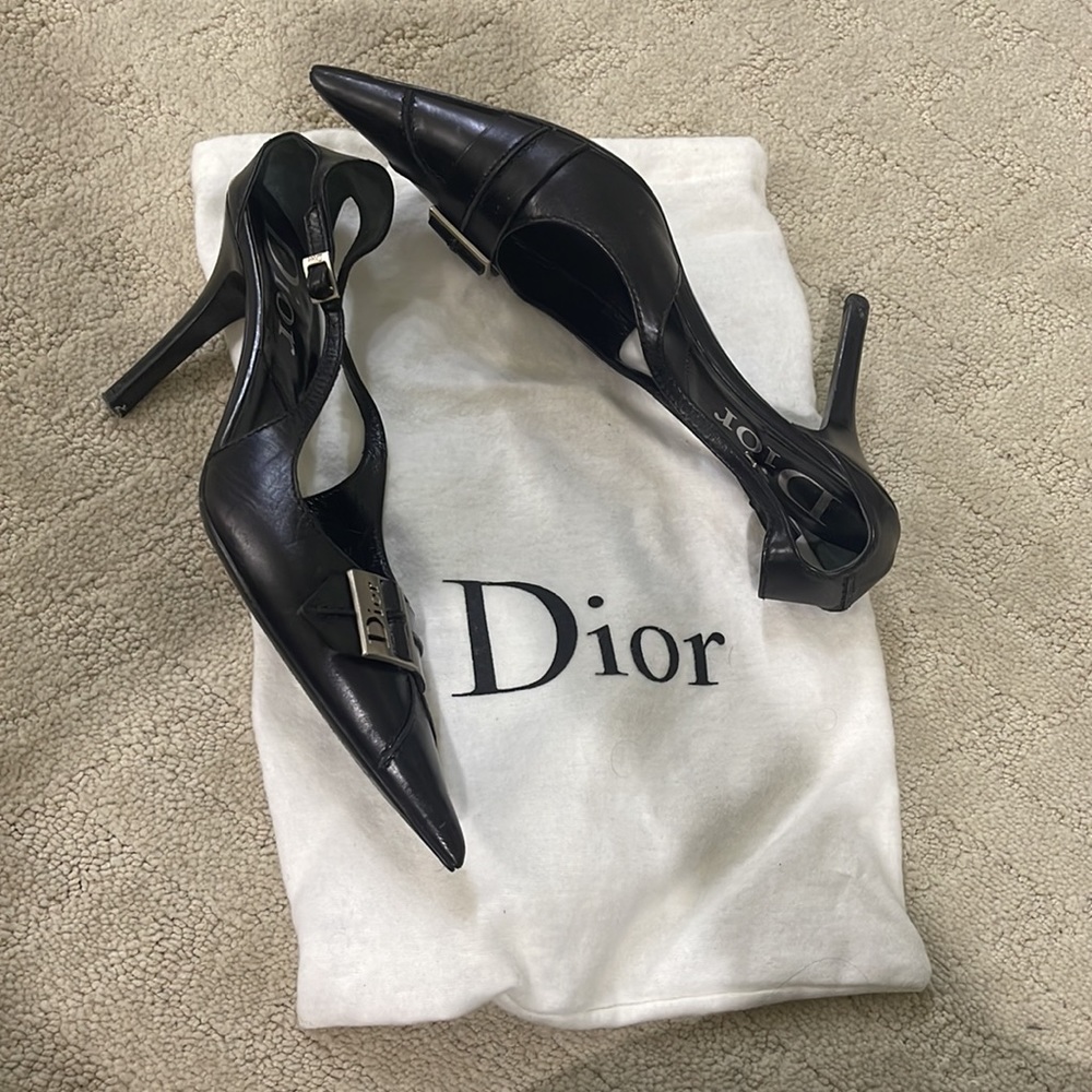 Dior women’s black heels pumps with box and dust bag size Euro 38, US 7.